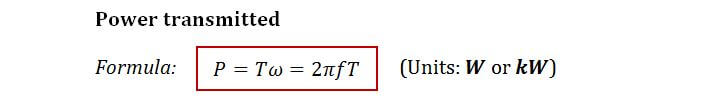 Formula for torque exerted due to power transmission in motor