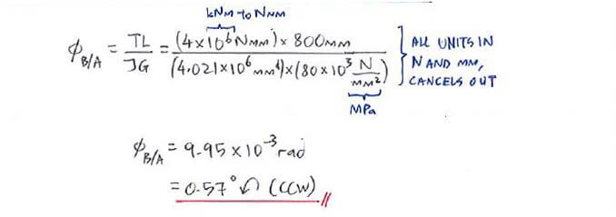 Angle of Twist solution step 2