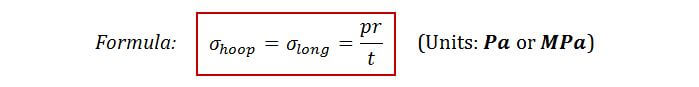 Stress formulae for spherical pressure vessel