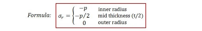 Radial stress formula at different thickness location