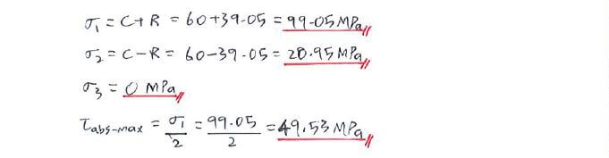 3D Mohr’s Circle and Abs. Max Shear Stress solution step 2