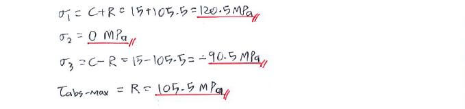 3D Mohr’s Circle and Abs. Max Shear Stress solution step 2