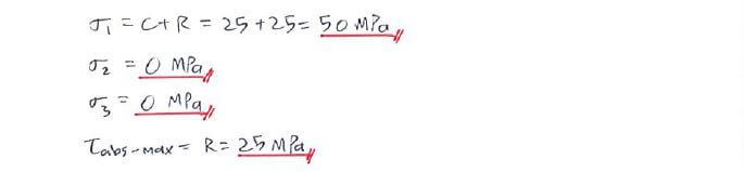 3D Mohr’s Circle and Abs. Max Shear Stress solution step 3