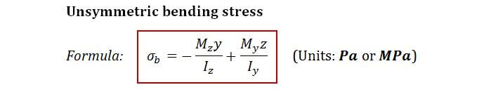 unsymmetric bending stress formula
