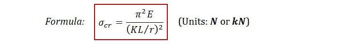 Critical buckling stress formula