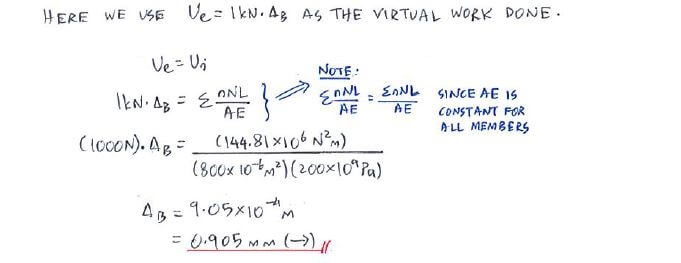 Virtual Work solution step 4
