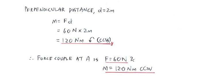 Moment and Couple solution step 2