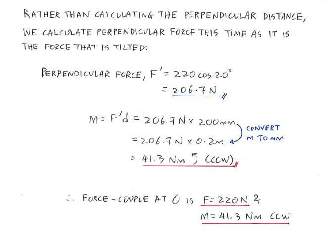 Moment and Couple solution step 2