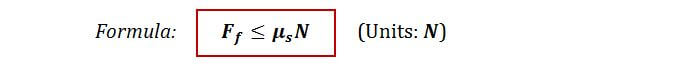 Formula for static friction