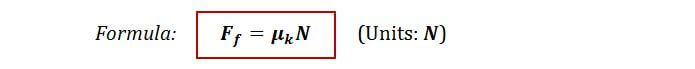 Formula for kinetic friction